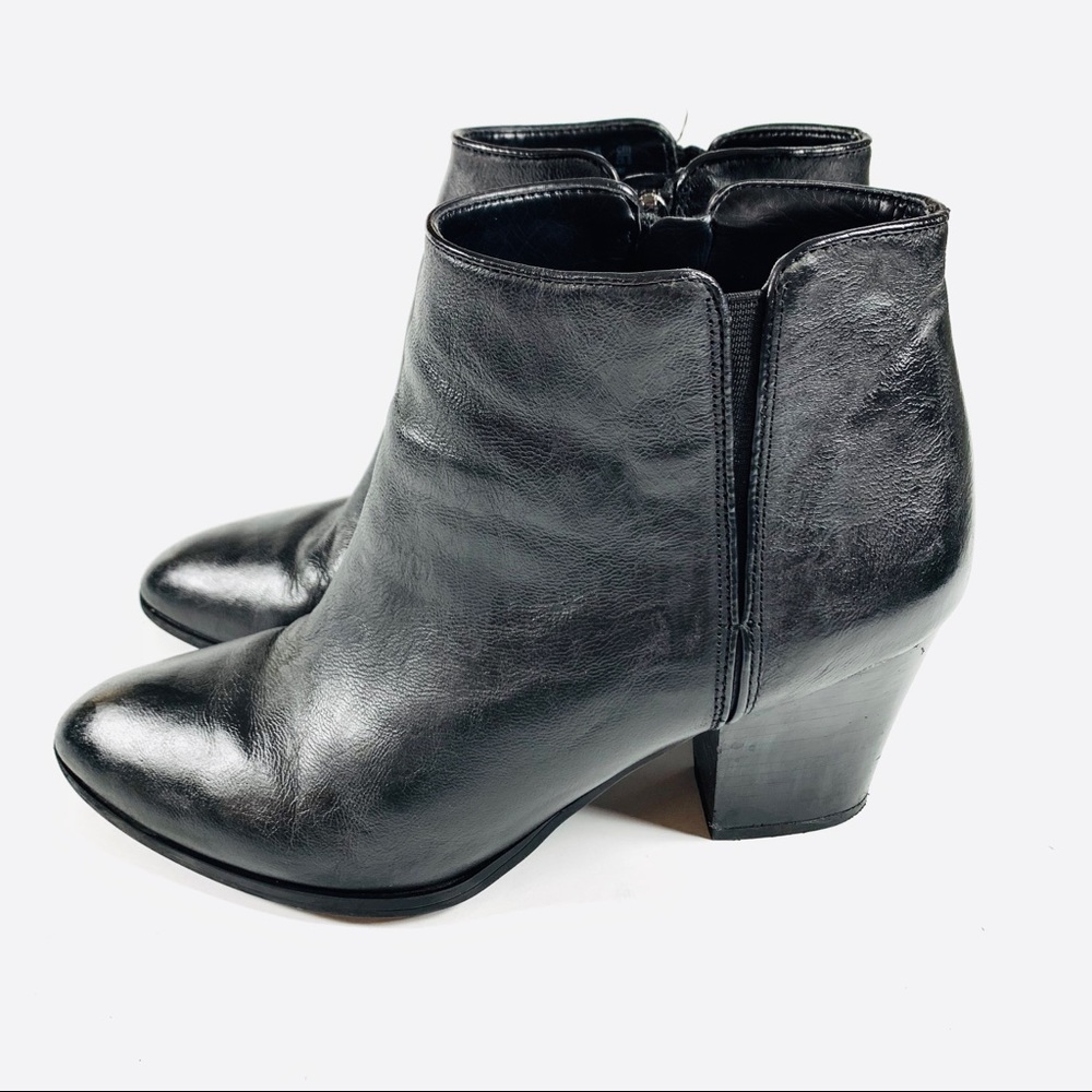 Franco Sarto Heeled Booties Black Leather Size 8.5 - Picture 2 of 7